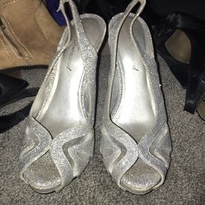 Silver sparkling heels